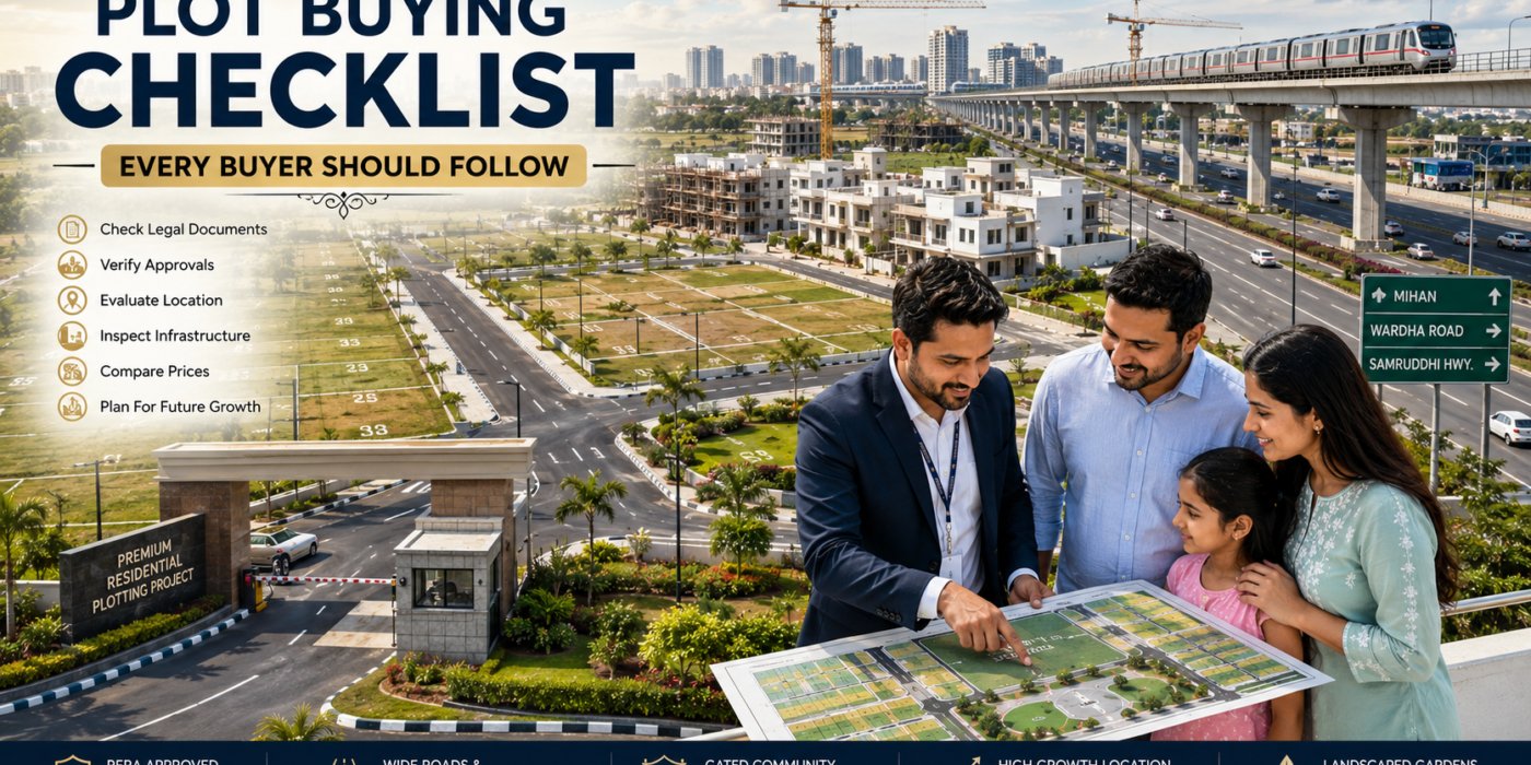 Buyer verifying property documents before purchasing a residential plot.